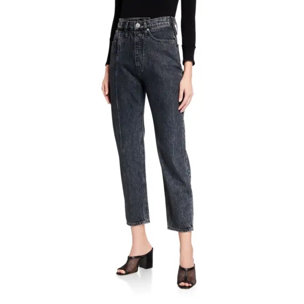 Hudson Jeans High Rise Straight Leg Jeans in Washed Black - Picture 2 of 10